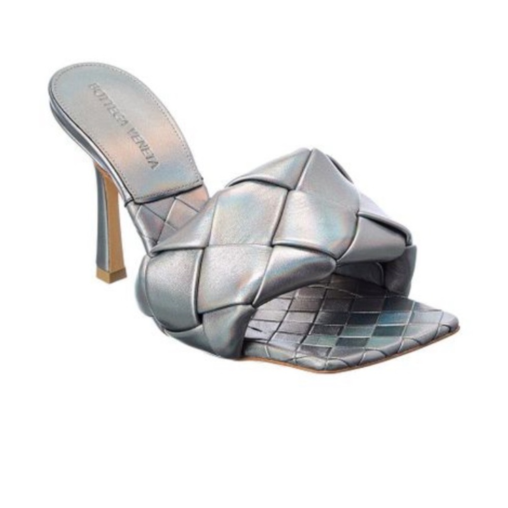 Bottega Veneta Lido Intrecciato Leather Sandal Oyster 37.5 NEW IN BOX